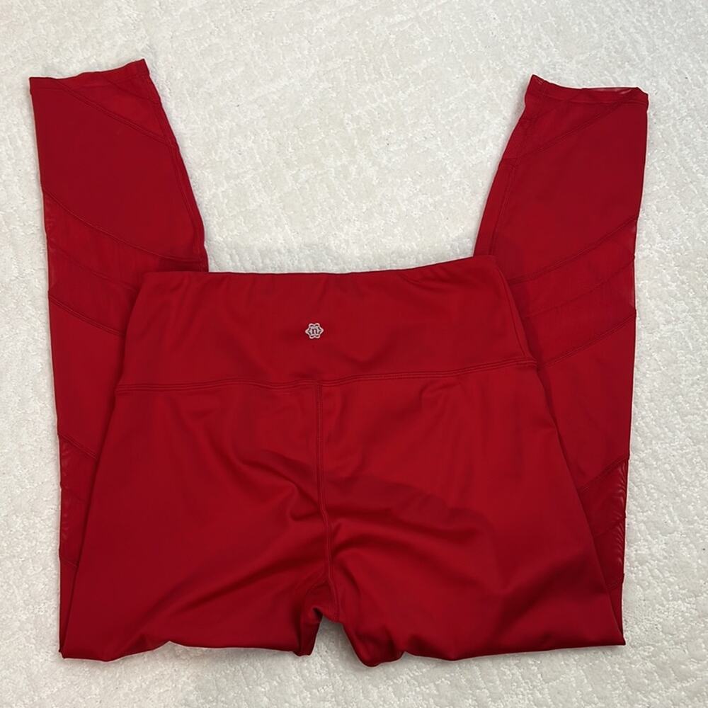 Nanette Lepore sporty red athletic compression leggings with mesh activewear S